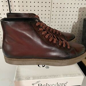 Studio Belvedere Men’s Sneakers | Cognac Brown High-Tops | Size 11.5 NIB